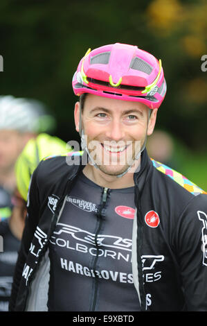 Konkurrent auf der Startlinie in Cyclocross-Rennen Stockfoto