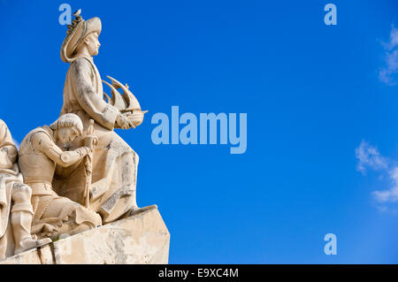 Horizontale Nahaufnahme von dem Denkmal der Entdeckungen in Belem, Lissabon Stockfoto