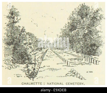 Eine Illustration aus *US-LA* aus dem Jahr 1891, die den Chalmette National Cemetery zeigt, der für seine historische Bedeutung während der Schlacht von New Orleans 1815 bekannt ist. Stockfoto
