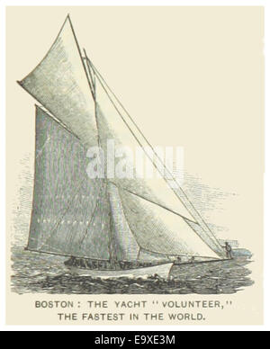 Die Yacht Volunteer galt 1890 als die schnellste der Welt. Dies war eine bemerkenswerte Leistung für Boston, da die Yacht Ende des 19. Jahrhunderts als bedeutendes Seeschiff angesehen wurde. Die Geschwindigkeit und Technik der Yacht waren der Schlüssel zu ihrer damaligen Berühmtheit. Stockfoto
