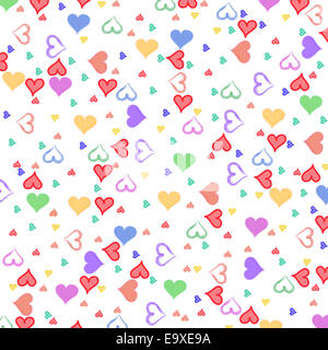 Mini Herzen auf weißem Hintergrund Stockfoto