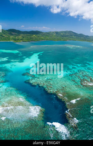 Luftaufnahme der Insel Roatan, Honduras Stockfoto