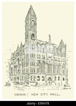 Illustration aus US-NE (1891), Seite 531, die das neue Rathaus in Omaha, Nebraska, darstellt, ein bedeutendes Bürgergebäude dieser Zeit. Stockfoto