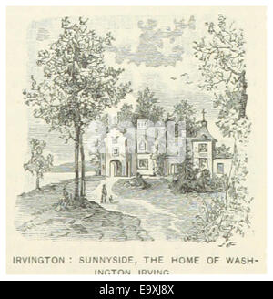 Diese Karte aus dem Jahr 1891 aus *US-NY* zeigt Sunnyside, die Heimat des US-amerikanischen Autors Washington Irving, in Irvington, New York, und unterstreicht seine historische und literarische Bedeutung. Stockfoto