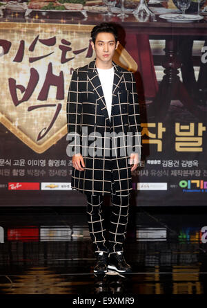 Joon(MBLAQ), 3. November 2014: südkoreanische Schauspielerin und Sängerin Joon (Lee Joon) stellt im Rahmen einer Pressekonferenz der koreanischen Drama, "Herr Back" in Seoul, Südkorea. © Lee Jae-Won/AFLO/Alamy Live-Nachrichten Stockfoto