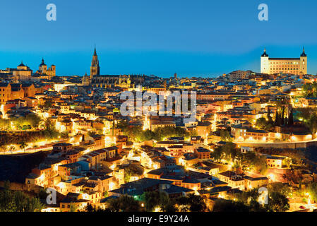 Spanien, Castilla-La Mancha:Evening Ansicht der historischen Stadt von Toledo Stockfoto