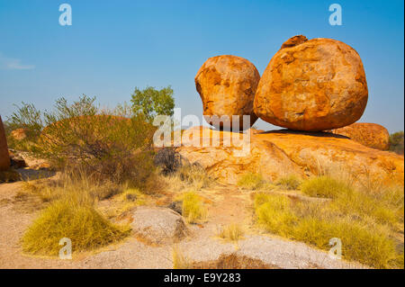 Granitfelsen in des Teufels Murmeln Conservation Reserve, Karlu Karlu, Northern Territories, Australien Stockfoto