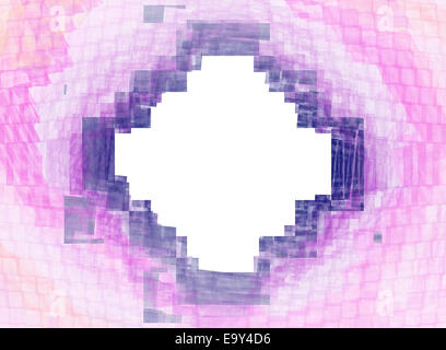 Blau-violetten Raute auf weißem Hintergrund. Fraktale strukturierten Rahmen in den Farben blau, lila und violett Stockfoto