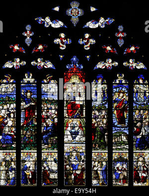 "Das Leben Jesu", Ostfenster, Giggleswick Schule Kapelle, Settle, North Yorkshire, England Stockfoto