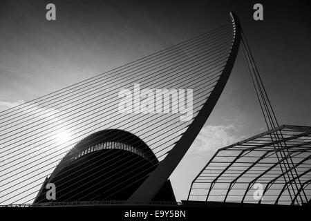 Brücke Pont du Lassut De Lor in der Stadt der Künste und Wissenschaften, Valencia, Spanien. Farbe finden Sie unter E9Y5AK Stockfoto