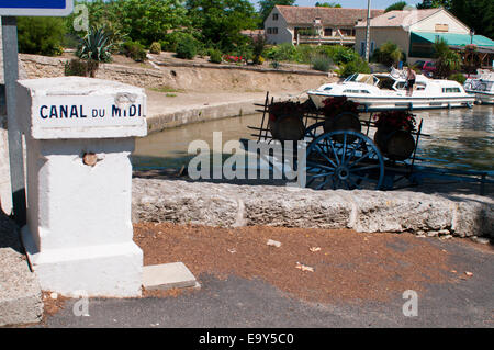 Barging in den Canal du Midi, Südfrankreich Stockfoto