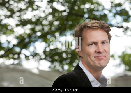 Luke Harding, britischer Journalist und Autor, auf dem Edinburgh International Book Festival 2014. Edinburgh, Schottland. Stockfoto