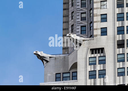 Stahl Wasserspeier, Darstellung von American Eagles, das Chrysler Building, New York City, New York, Vereinigte Staaten von Amerika Stockfoto