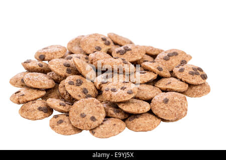 Mini Chocolate chips Cookies isoliert auf weiss Stockfoto