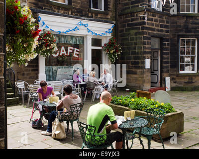 SIDs-Cafe in Holmfirth West Yorkshire berühmt geworden in der Fernsehserie Last of the Summer Wine Stockfoto