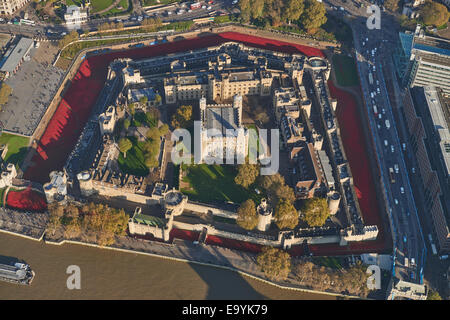 Luftaufnahme des Tower von London Mohn Stockfoto