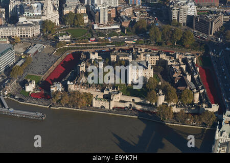 Luftaufnahme des Tower von London Mohn Stockfoto