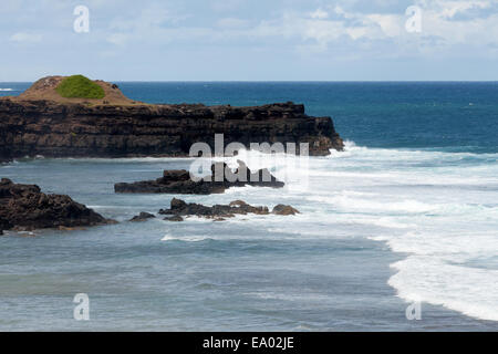 Die felsige Küste bei Le Gris Gris Strand, Süden Mauritius Stockfoto