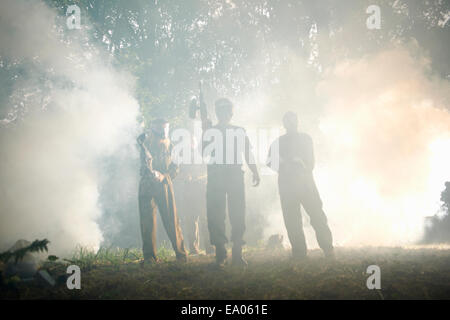 Paintball-Spieler in Aktion Stockfoto