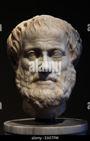 Griechische Philosoph Aristoteles. Römischen Marmor-Kopie nach einem griechischen original. Kunsthistorisches Museum, Wien, Österreich. Stockfoto