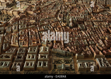 Scale-Modell der Innenstadt von Wien mit dem Stephansdom und Burgtheater. Wien Museum Karlsplatz, Wien, Österreich. Stockfoto