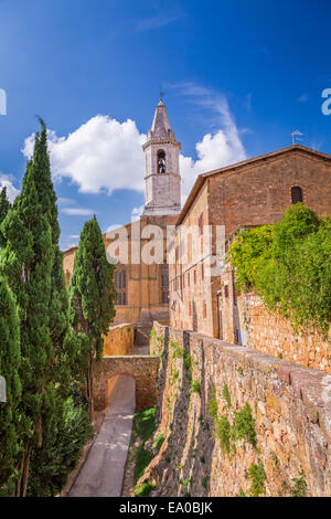 Blick auf die Oldtimer Stadt Pienza, Italien Stockfoto