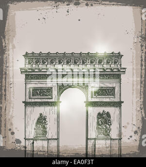 Triumphbogen, Paris. Hand gezeichnet Vektor-illustration Stockfoto