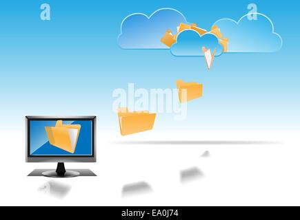 Vektor-Cloud-computing-Konzept Abbildung, Verlaufsgitter verwendet Stock Vektor