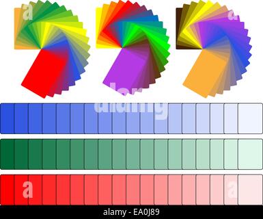 Vektor-Farbpaletten mit verschiedenen Farben und Schattierungen Stock Vektor
