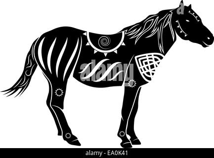 Vektor im chinesischen Stil Pferd Silhouette Stock Vektor