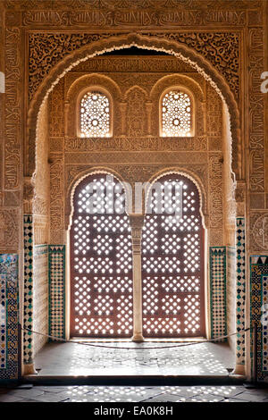 Alhambra, Sala de Embajadores / Halle von Botschaftern, Palacio de Comares/Wifes Palace, Granada, Andalusien, Spanien Stockfoto