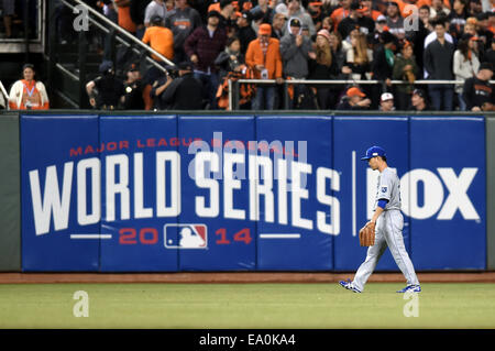 San Francisco, Kalifornien, USA. 26. Oktober 2014. Norichika Aoki (Royals) MLB: Norichika Aoki von den Kansas City Royals in Spiel 5 der 2014 Major League Baseball World Series gegen die San Francisco Giants im AT&T Park in San Francisco, Kalifornien, USA. © AFLO/Alamy Live-Nachrichten Stockfoto