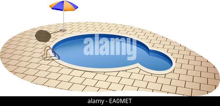 Vektor-Illustration von Schwimmbad und Regenschirm Stock Vektor