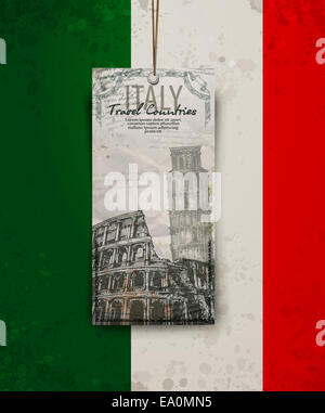 Kolosseum in Rom, Italien. Kolosseum, schiefen Turm handgezeichnete Vektor-illustration Stockfoto