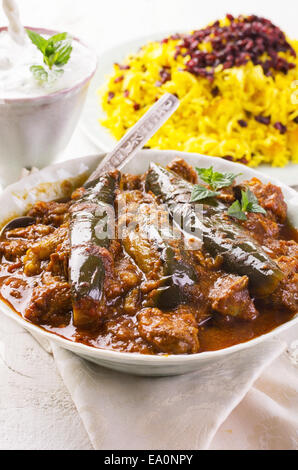 Lamm-Eintopf mit Auberginen Stockfoto