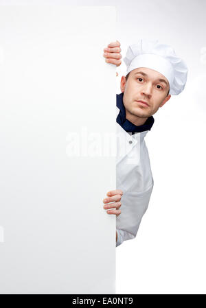 Plakat-Chef zeigt Zeichen Stockfoto