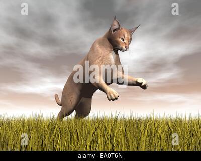 Karakal Jagd - 3D render Stockfoto