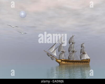 Alten Handelsschiff - 3D render Stockfoto