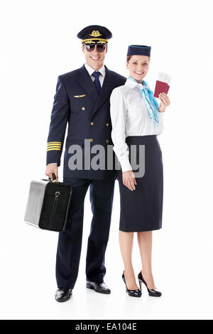 Der Pilot und die stewardess Stockfoto