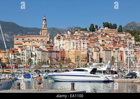 alte Stadt und Marina, Menton, Cote ´ Azur, Frankreich Stockfoto