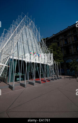 Italien, Lombardei, Mailand, Milan Expo Gate, Info-Point in Schlossplatz für die Weltausstellung 2015 Stockfoto