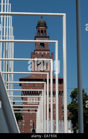 Italien, Lombardei, Mailand, Milan Expo Gate, Info-Point in Schlossplatz für die Weltausstellung 2015 Stockfoto