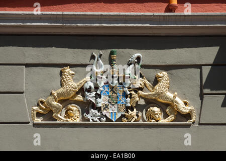 Löwen-Fassade in Gotha Stockfoto