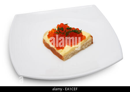 Sandwich mit rotem Kaviar Stockfoto