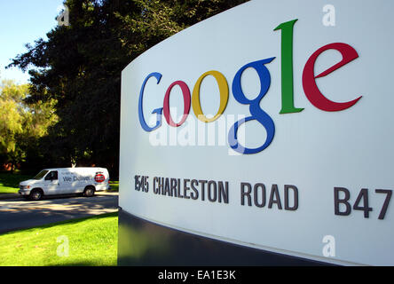 Google corporate Zeichen, Google-Zentrale in Mountain View, Kalifornien CA USA Stockfoto