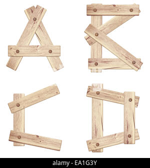 Alte hölzerne Alphabet Buchstaben aus Holz Planken gemacht Stockfoto
