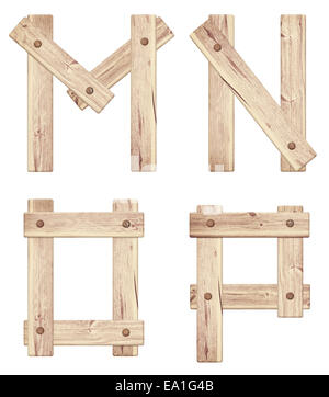 Alte hölzerne Alphabet Buchstaben aus Holz Planken gemacht Stockfoto