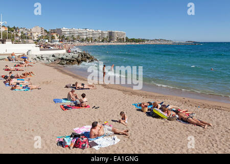 ´ Strand, St-Raphael, Cote Azur, Frankreich Stockfoto