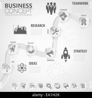 Business Timeline Infografik mit Papier Buttons, Icons und Schritte. Vorlage. Stockfoto