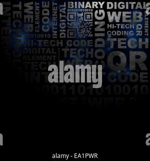 Dunkle Tech Grunge Wortmuster Stockfoto